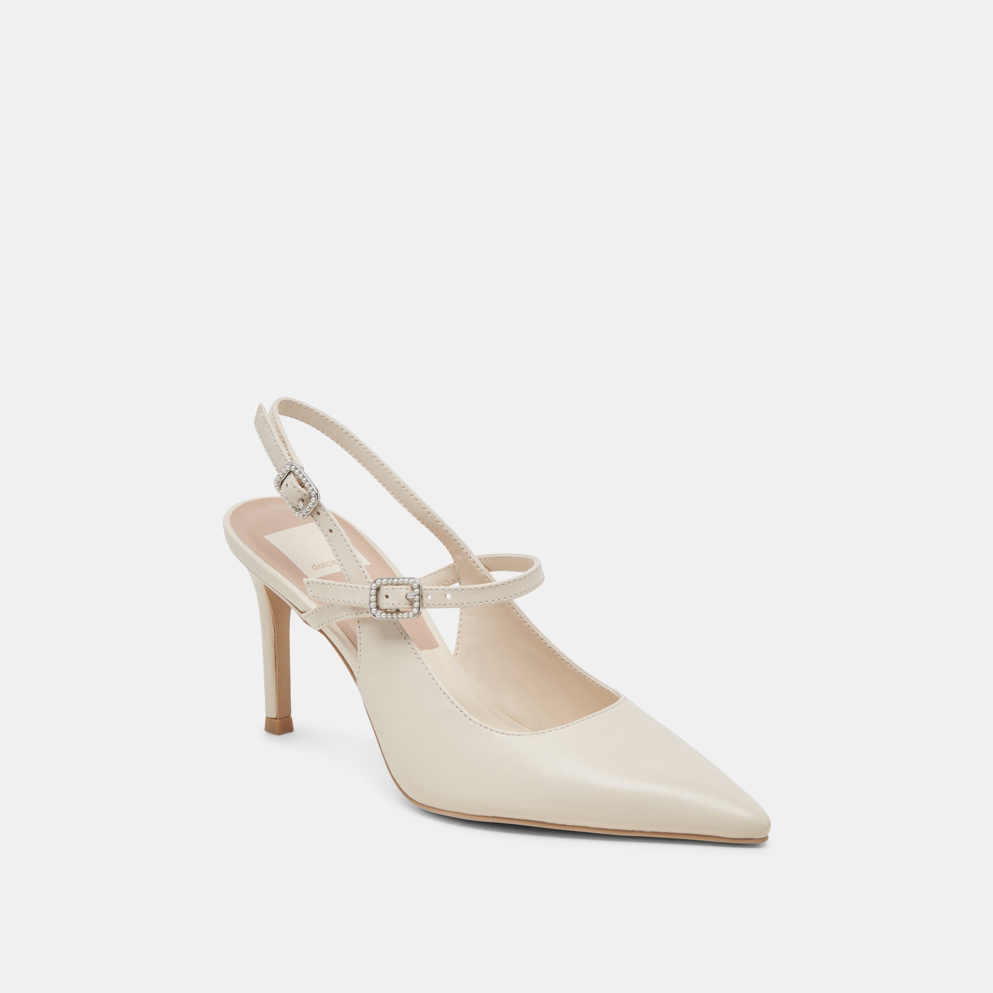KELLEN Ivory Leather Heels for Women - Comfortable High Heel Pumps for Party, Wedding & Office Wear - Stylish Dress Shoes with Cushioned Insole