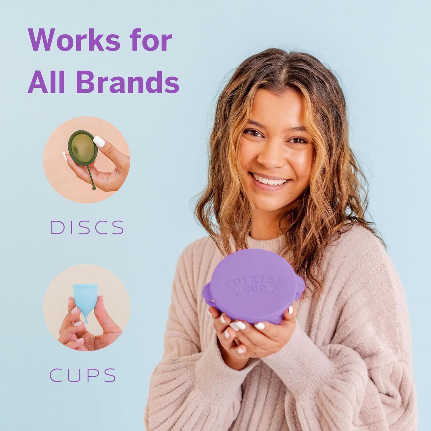 Pixie Menstrual Cup Compact Sterilizer - Portable Sanitizer for Menstrual Disc & Period Cup - Microwave Safe, Reusable, Collapsible Case Holder - Ideal for Travel, Camping, Dorms & Public Restrooms