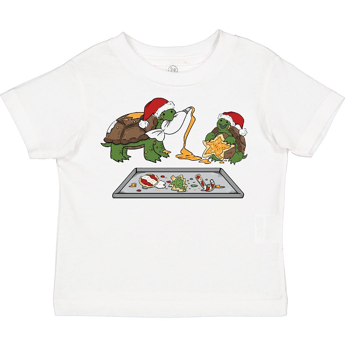 Inktastic Cute Turtles Baking Christmas Cookies Toddler T-Shirt - Adorable Holiday Outfit for Toddlers & Kids - Perfect for Christmas Photos, Family Gatherings & Festive Celebrations