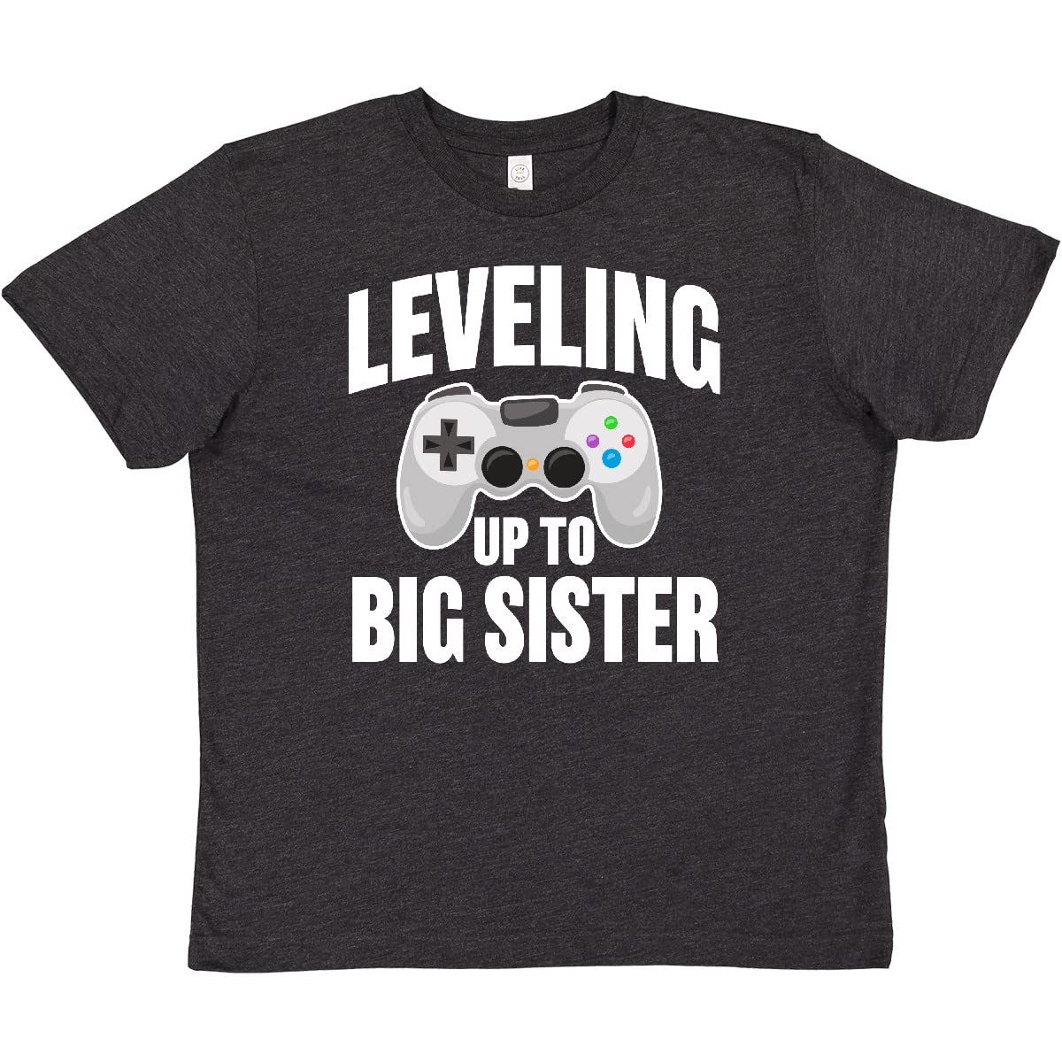 Leveling Up to Big Sister Youth T-Shirt | Cute Sibling Announcement Shirt | Soft Cotton Kids Tee for Birth Announcements & Family Photos