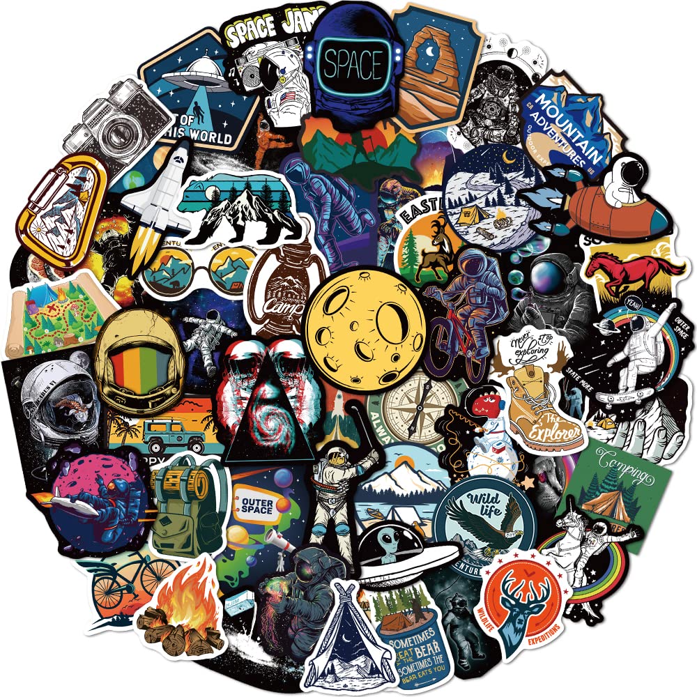 160 Pcs Outer Space Vinyl Stickers for Kids Teens - Waterproof Decals for Water Bottles, Laptops, Phones, Luggage, Skateboards, Helmets & More - Perfect for Camping, School, Travel & DIY Projects