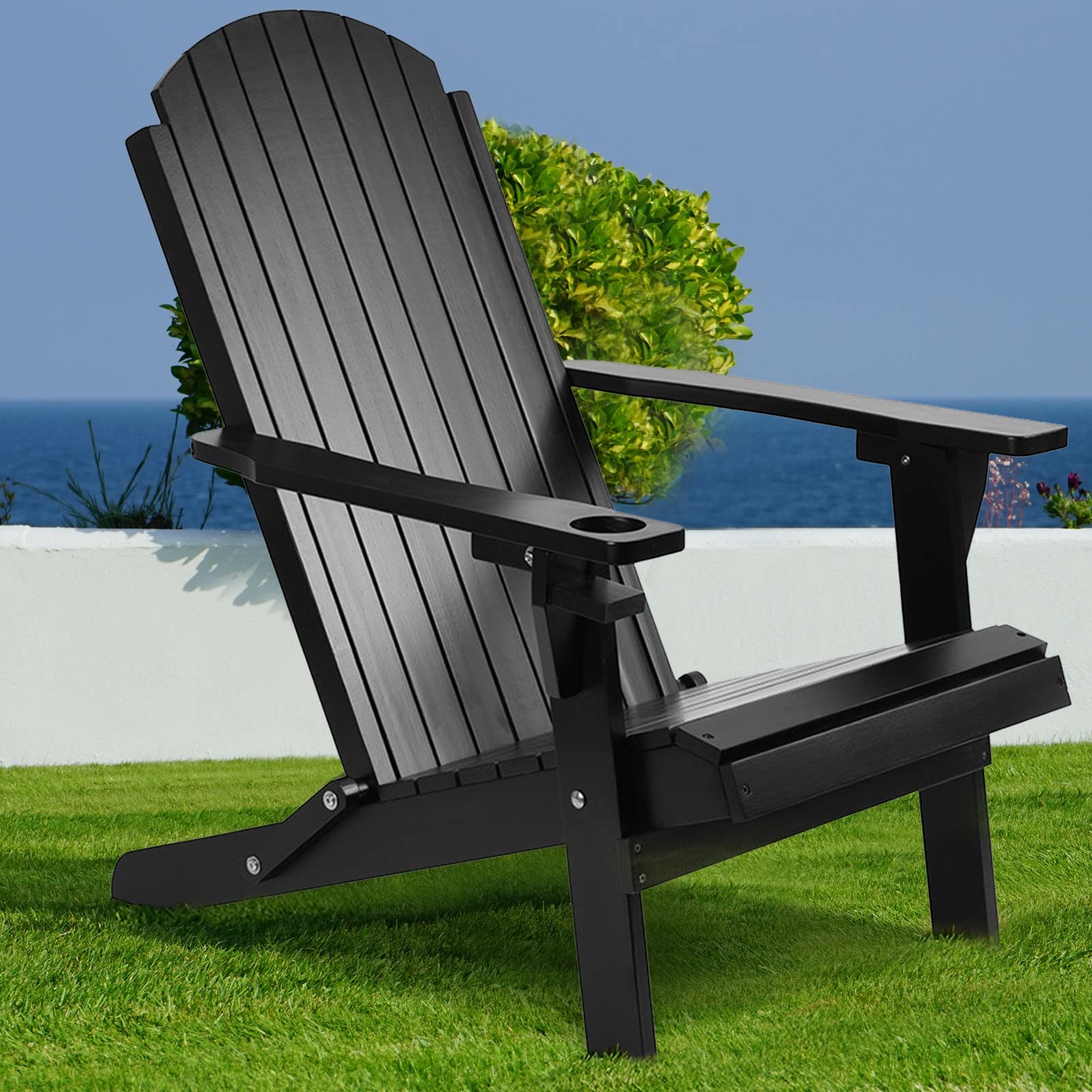 **DreaMOveR Solid Wood Folding and Reclining Adirondack Chairs for Outdoor, Beach, Patio, Garden – Comfortable Lounge Chairs for Adults – Perfect for Relaxing, Sunbathing, and Backyard Lounging**