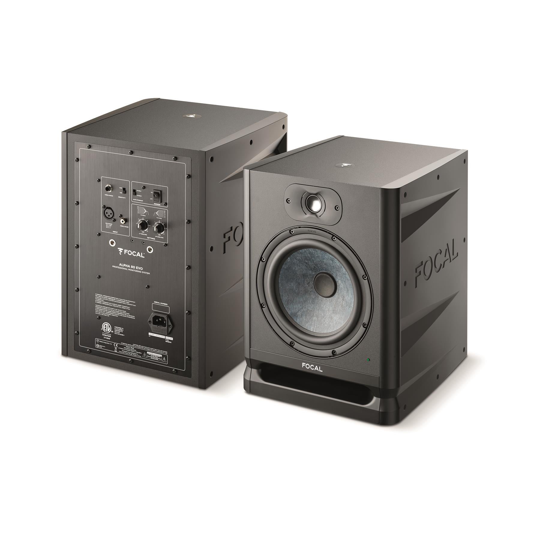 Focal Alpha 80 Evo 115W Powered 2-Way Studio Monitor - Professional Reference Speakers for Music Production, Home Recording & Audio Mixing