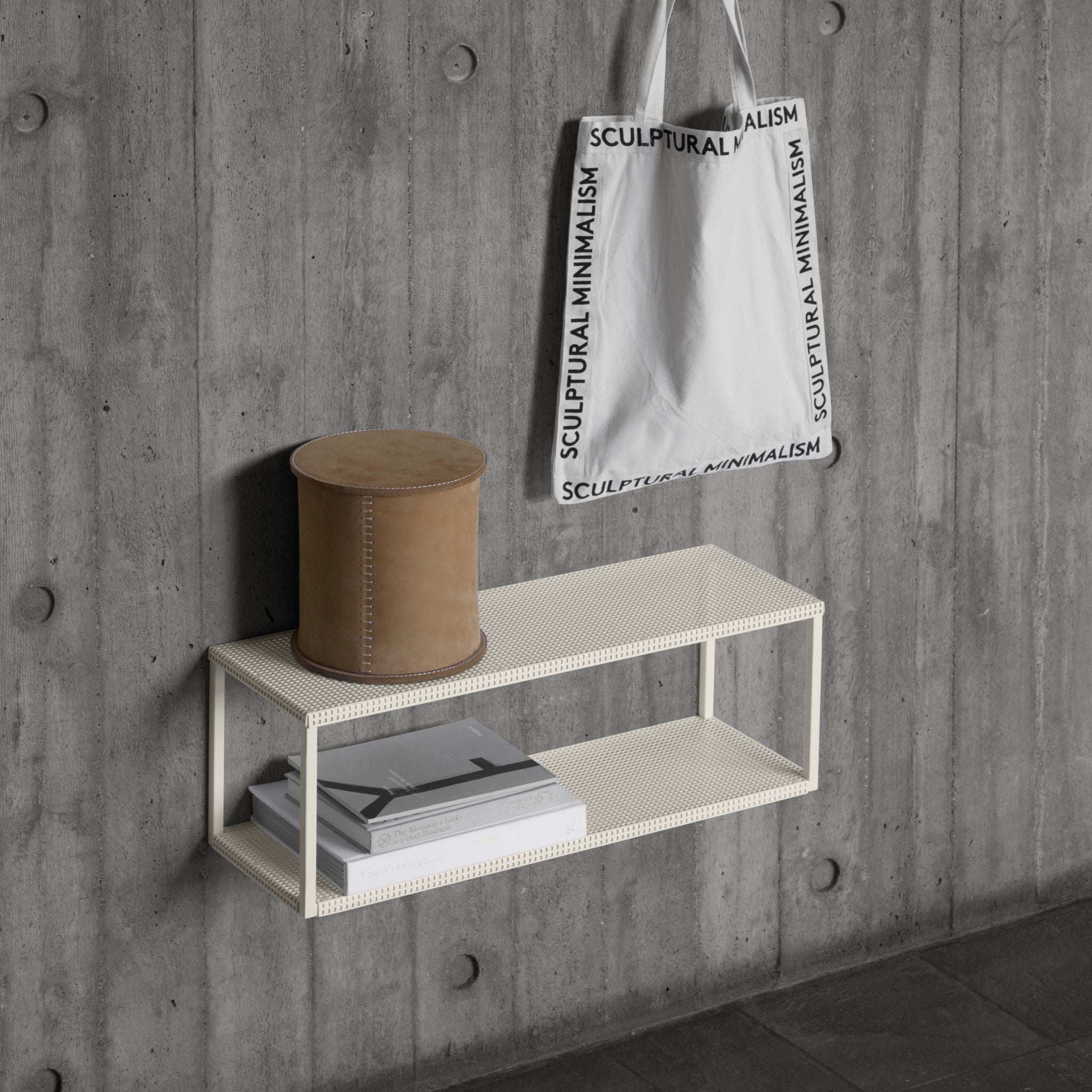 Kristina Dam Studio Large Grid Wall Shelf - Modern Beige Floating Shelf for Living Room, Bedroom & Office Decor | Wall Storage & Display Organizer