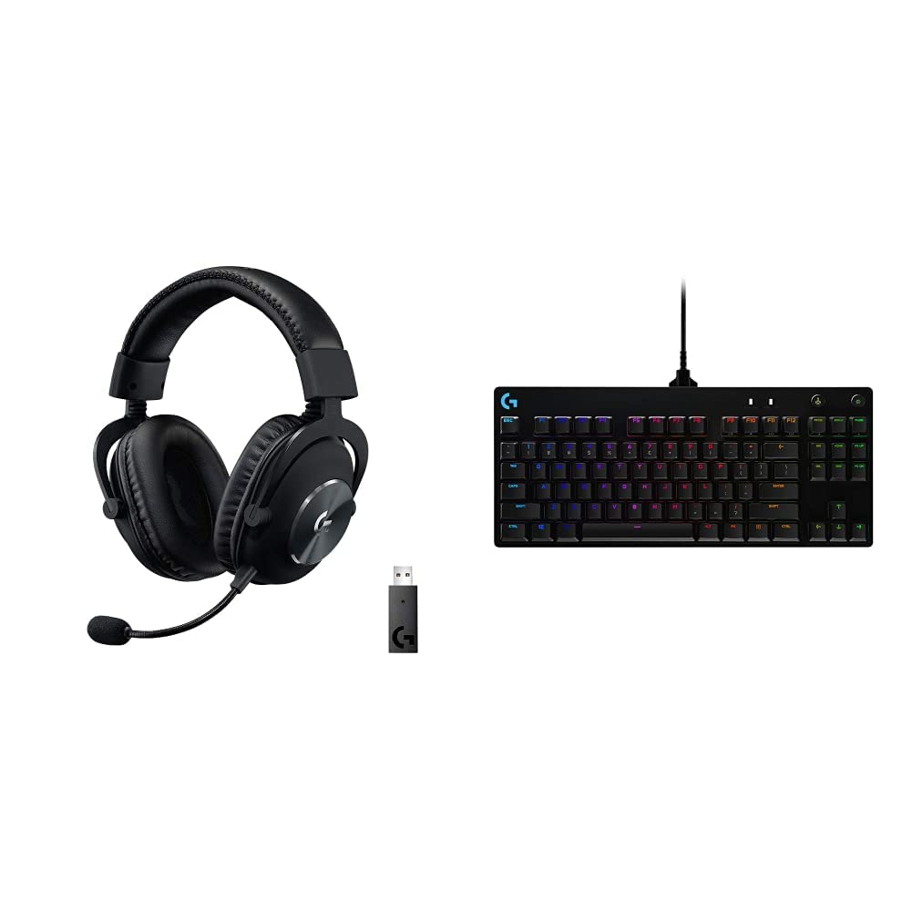 Logitech G PRO X Wireless Lightspeed Gaming Headset & PRO Mechanical Gaming Keyboard - Ultra Portable Tenkeyless Design with Detachable USB Cable, 16.8M Color RGB Backlit Keys for PC, PS5, Xbox & Esports Tournaments