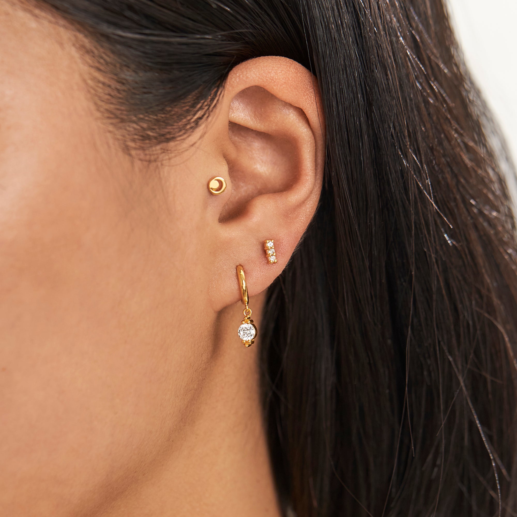 Glisten Crystal Huggie Earrings in Gold - Elegant Hoop Earrings for Women, Perfect for Everyday Wear, Parties & Special Occasions