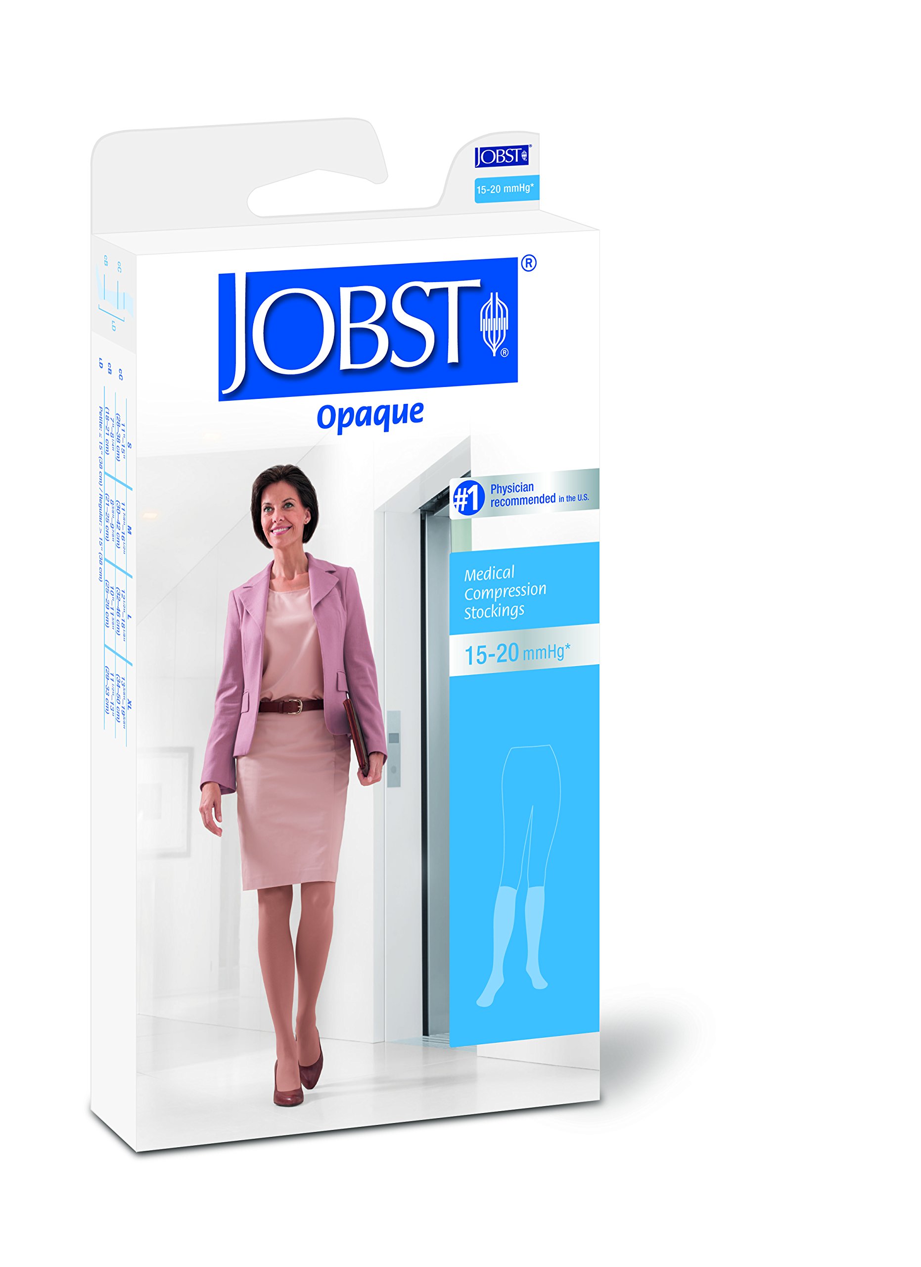 JOBST Opaque Knee High 15-20 mmHg Compression Stockings for Women - Closed Toe, Medium Petite Size, Classic Black - Ideal for Circulation Support, Varicose Veins & Travel