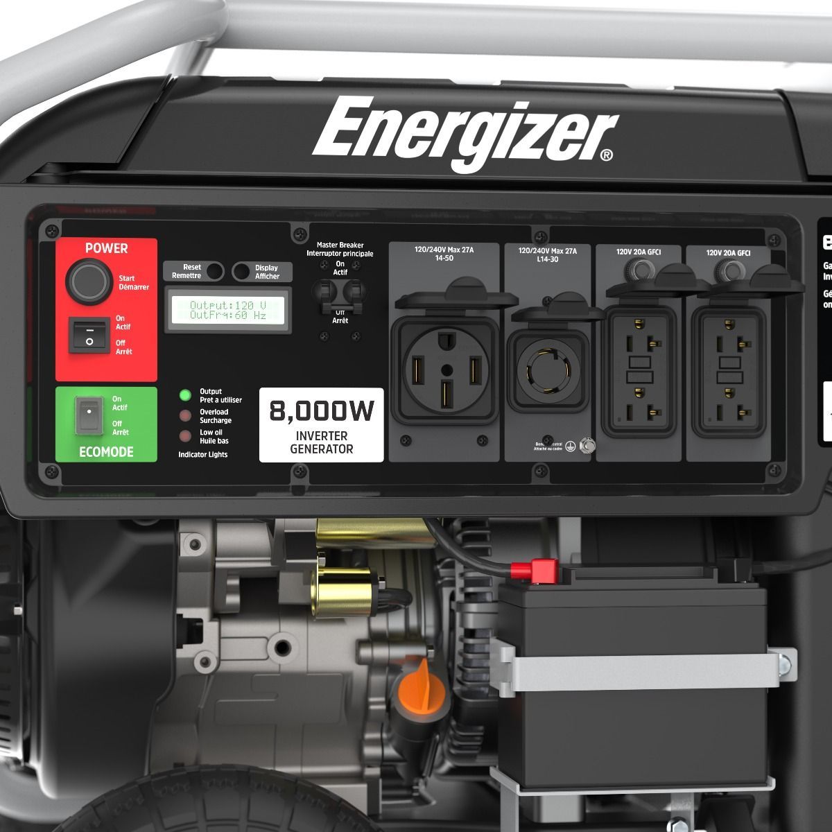 Energizer eZV8000 6500W/8000W Portable Gas Powered Inverter Generator with Electric Start - Perfect for Camping, RV Trips & Emergency Power Backup