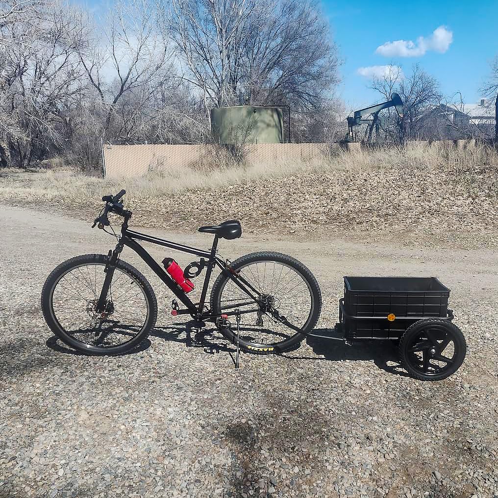 Xspec 2-in-1 Bike Cargo Trailer & Pushcart - Convertible Bicycle Trailer with Removable Storage Box, Waterproof Cover, Tow Hitch & Adjustable Handlebar - Perfect for Grocery Shopping, Camping Trips & Family Outings (Black)