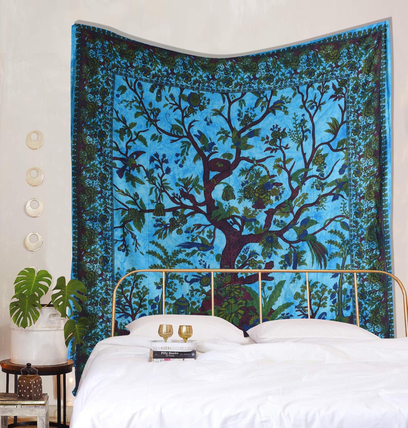 Tree of Life Tapestry Wall Hanging - Psychedelic Cotton Bedspread for Hippie Bedroom Decor (85x90 Inch)