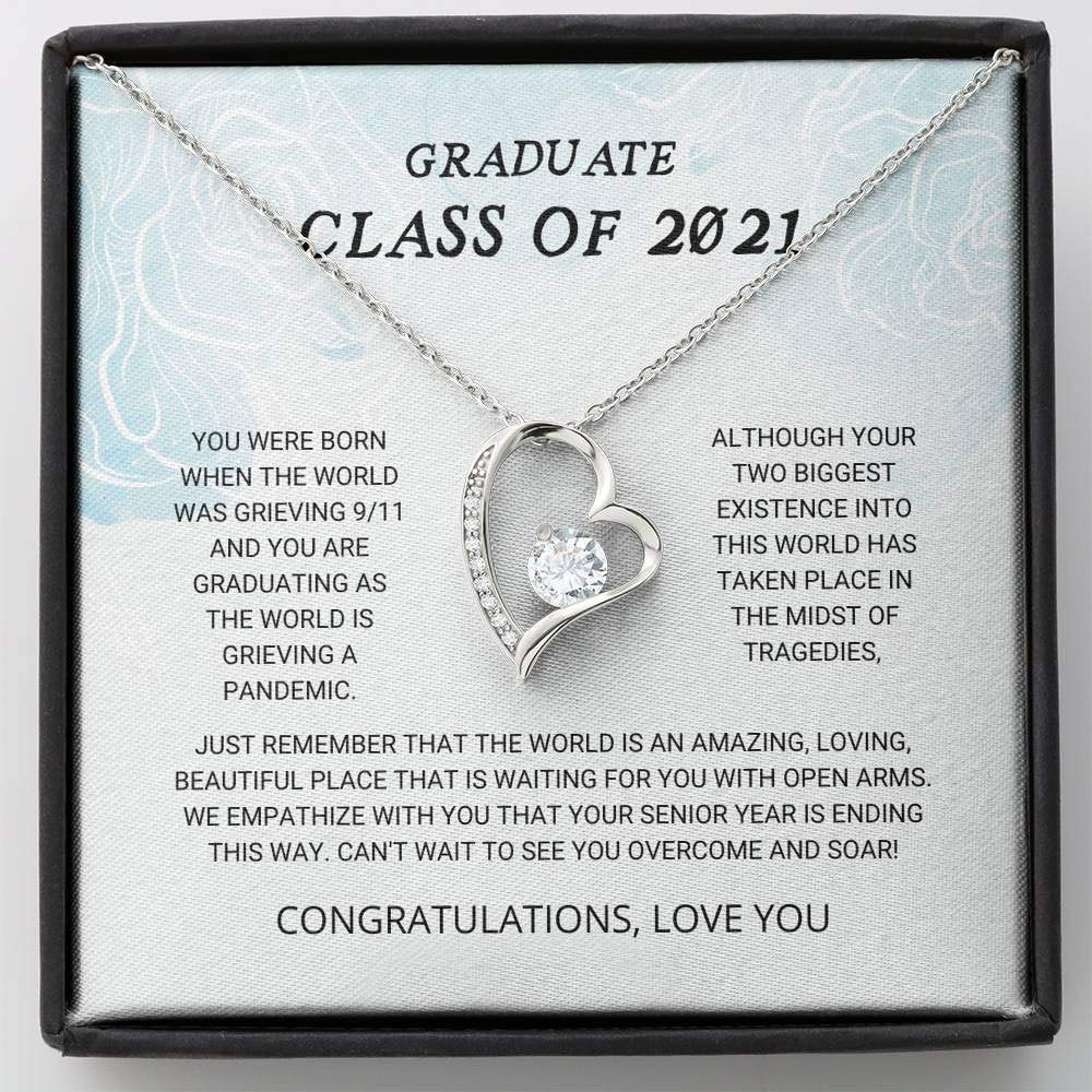 Personalized Graduation Jewelry Gift for Class of 2021 - Forever Love Necklace for Women, Custom Engraved Senior Graduate Present - Perfect for Graduation Ceremonies, Parties & Memory Keepsakes