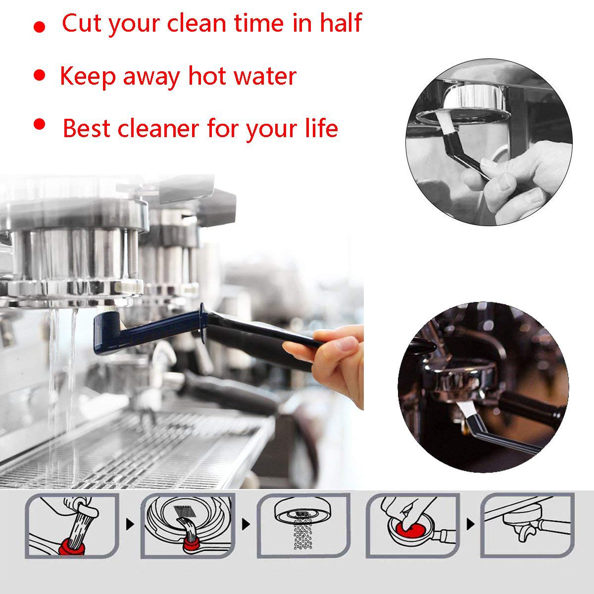 ACKLLR Coffee Grinder Cleaning Brush Set - Heavy Duty Wood Handle with Natural Bristles for Espresso Machines, Barista Tools, and Kitchen Cleaning | Perfect for Coffee Beans, Grains, Pasta Makers & Home Use