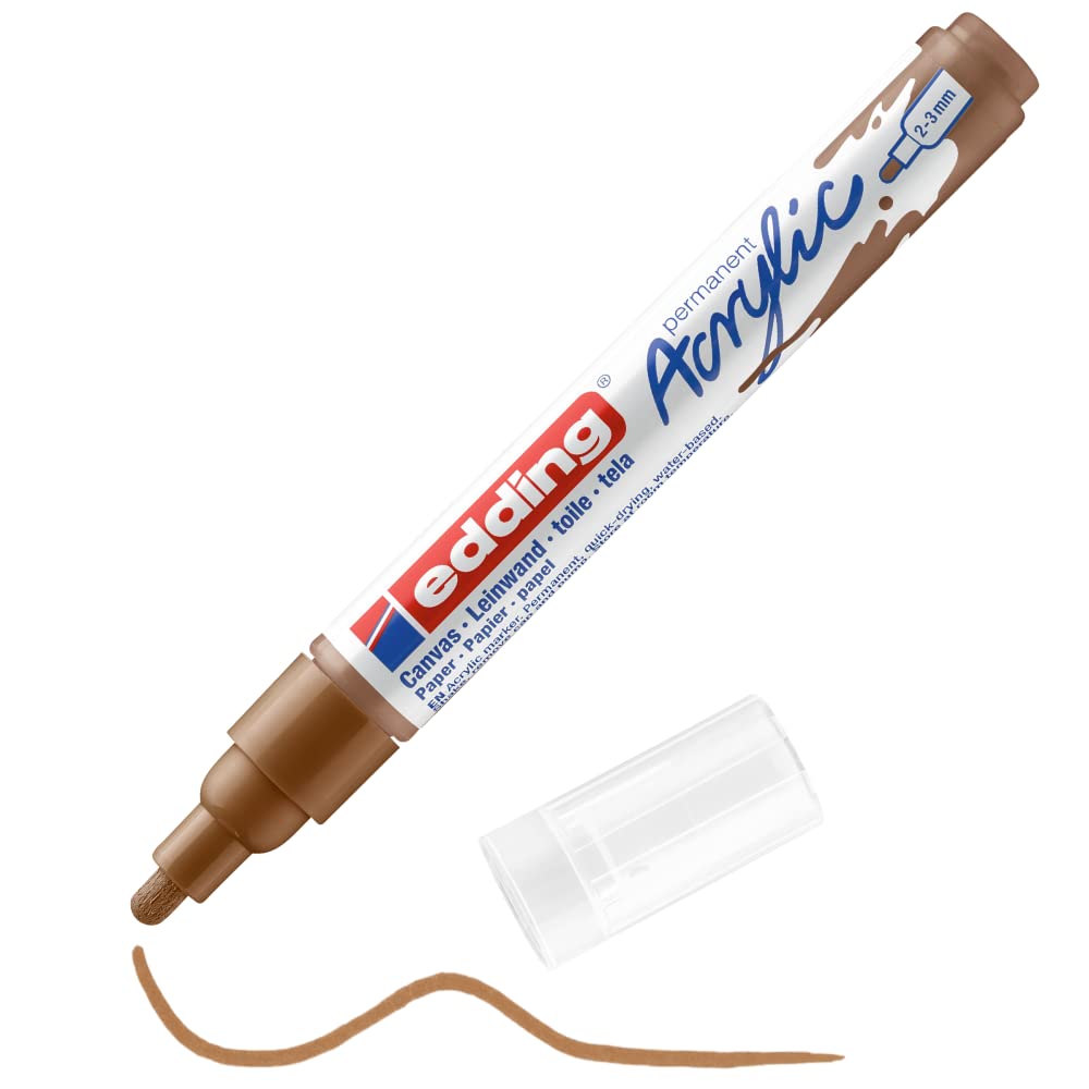 edding 5100 Acrylic Paint Marker - Medium Hazel, Waterproof Art Pen with 2-3mm Round Nib for Canvas, Wood, Rocks & DIY Crafts - Perfect for Artists, Pebble Painting & Home Decor Projects