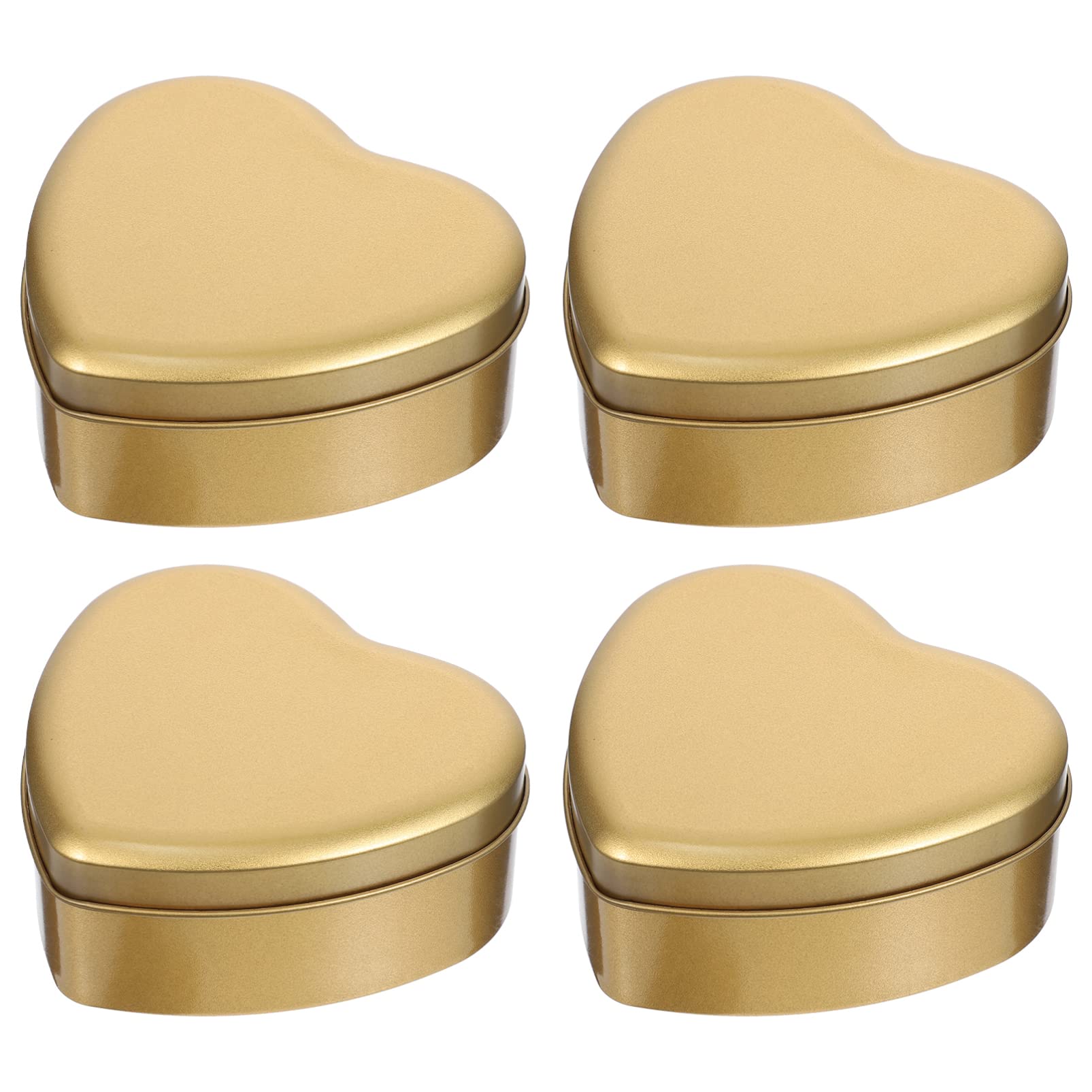 4-Piece Heart Shaped Tin Box Set - Rustic Country Decor Empty Food Storage Jars, Mini Candle Tins for Wedding, Tea, Candy & Home Decor - Perfect for Rustic Weddings, Gift Packaging and Kitchen Organization