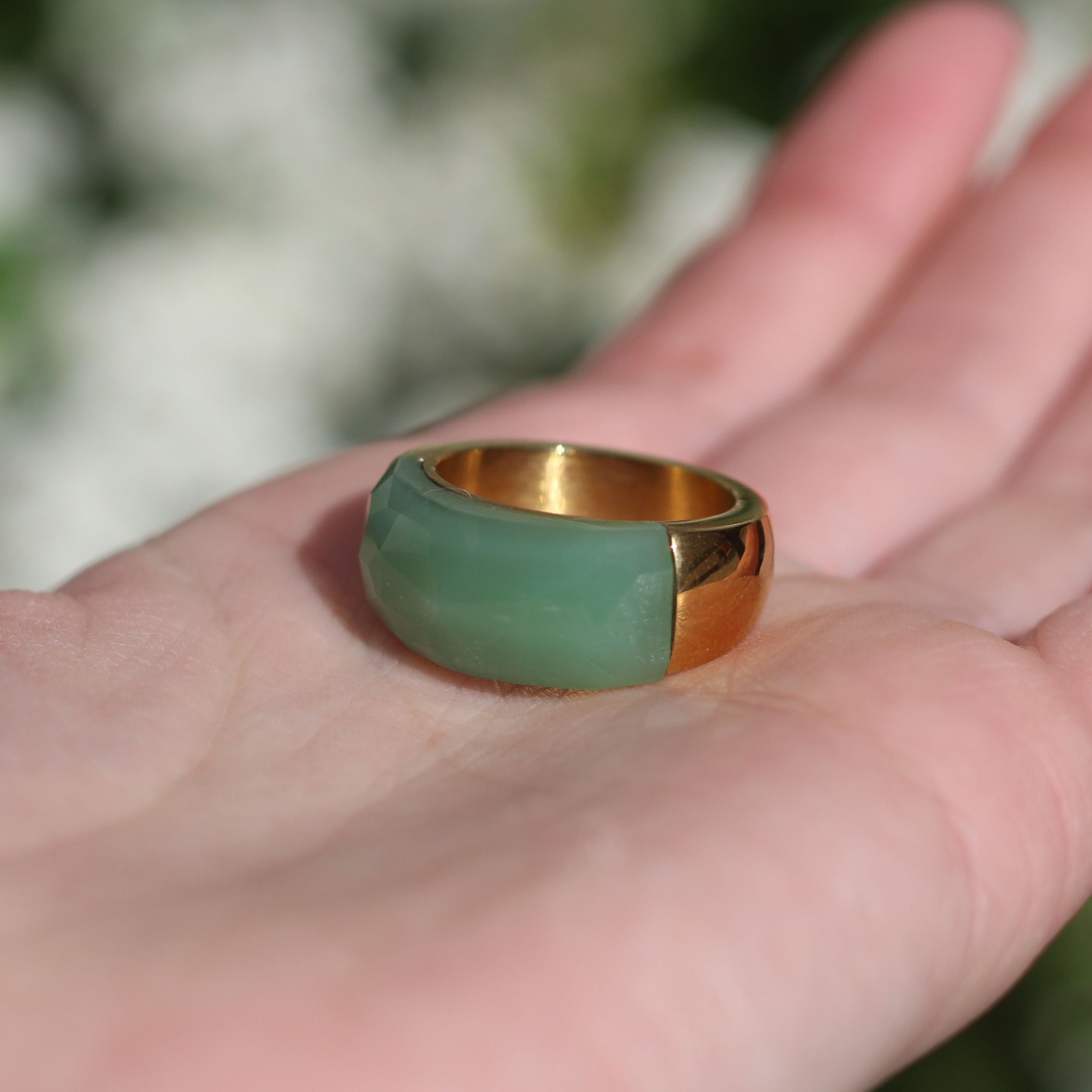 Natural Aventurine Faceted Ring for Women - Healing Stone Jewelry for Meditation, Energy Balancing & Spiritual Gifts