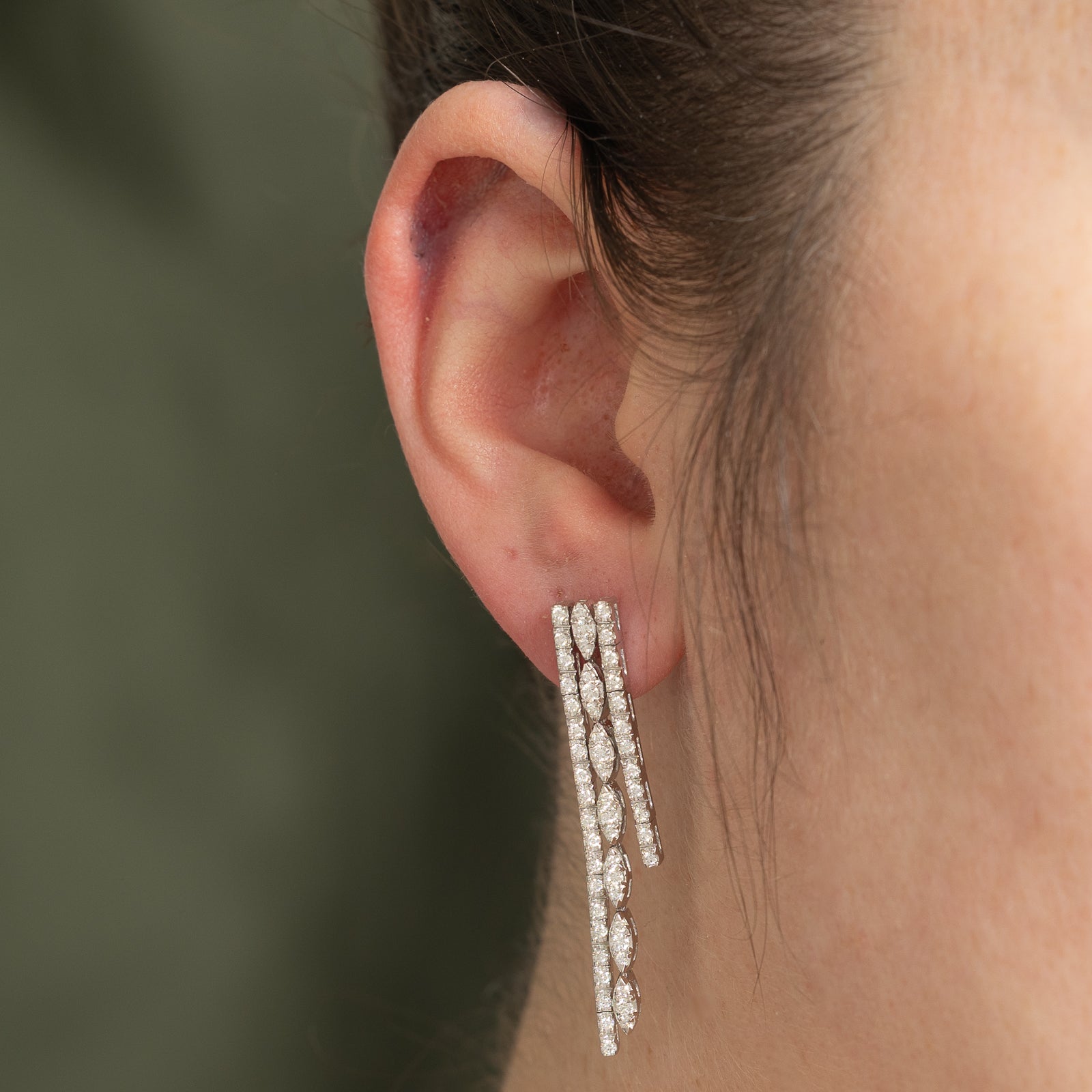 18K Gold Diamond Drop Earrings - 1.12 Carat Total Weight (CTW) | Elegant Dangle Earrings for Women, Perfect for Weddings, Parties & Special Occasions
