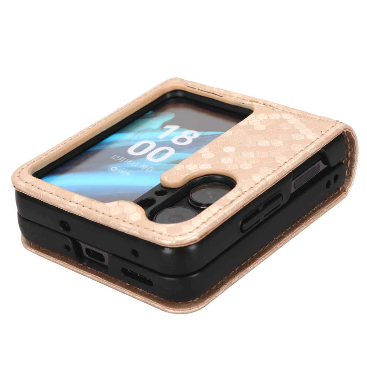 RonRun PU Leather Flip Wallet Case for Oppo Find N2 Flip - Rose Gold | Card Holder & Stand for Daily Use
