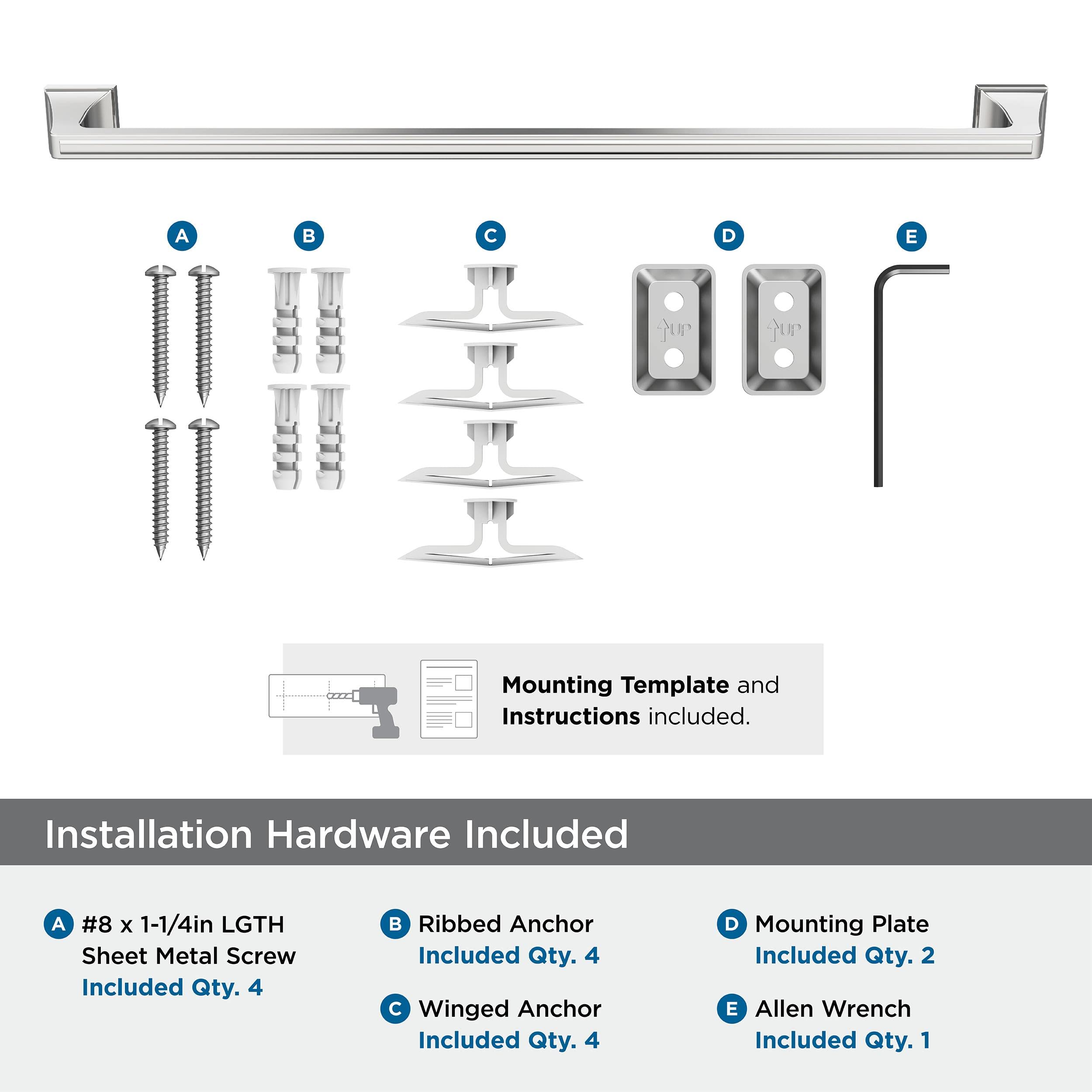 Amerock BH3602426 Chrome 24-Inch Towel Bar - Bathroom Towel Rack Holder for Showers & Bathrooms - Durable Bath Accessories Hardware (Mulholland Collection)