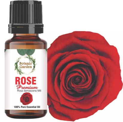 Premium Botanic Garden Rose Essential Oil (Rosa Damascena Mill) - 100% Natural & Pure for Radiant Skin - 10ml - Perfect for Aromatherapy, Massage & Skincare Routine