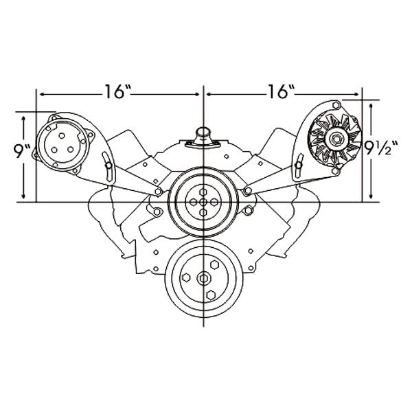 Alan Grove 213L Short Water Pump Low Profile Alternator Bracket Kit - Compatible with Chevy, Ford, GM - Perfect for Hot Rods, Muscle Cars & Custom Engine Builds
