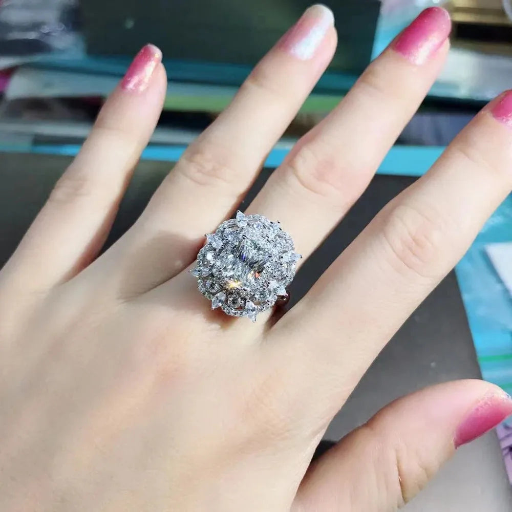 WUIHA 925 Sterling Silver 3EX 2CT VVS D Color Moissanite Engagement Ring - Custom Wedding Jewelry for Proposals, Anniversaries & Special Occasions
