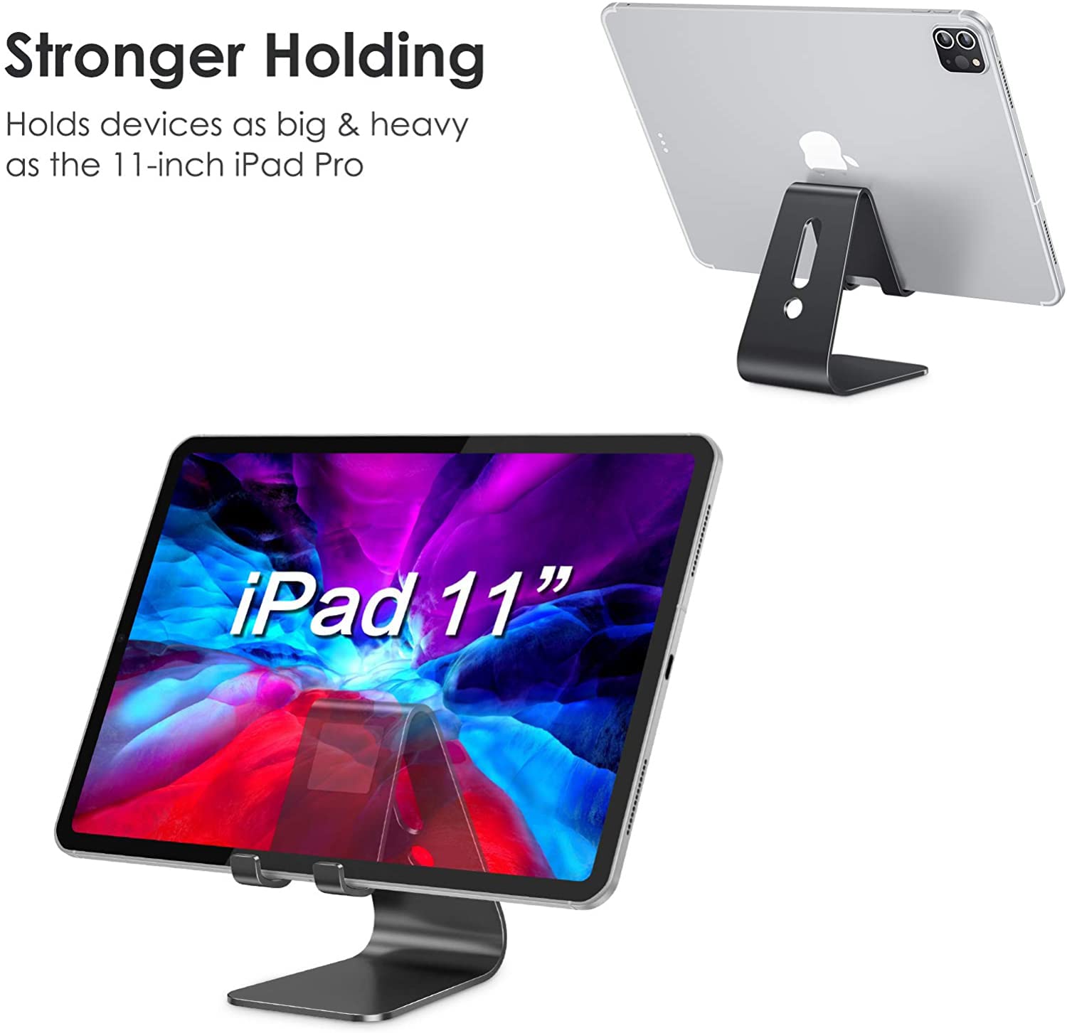 DGN Upgraded Aluminum Phone Stand with Non-Slip Pads - Universal Smartphone Holder for iPhone 13/12/11 Pro Max/XS/XR/8/7/SE, iPad Mini & Android Devices - Perfect for Desk, Bedside, Kitchen & Video Watching
