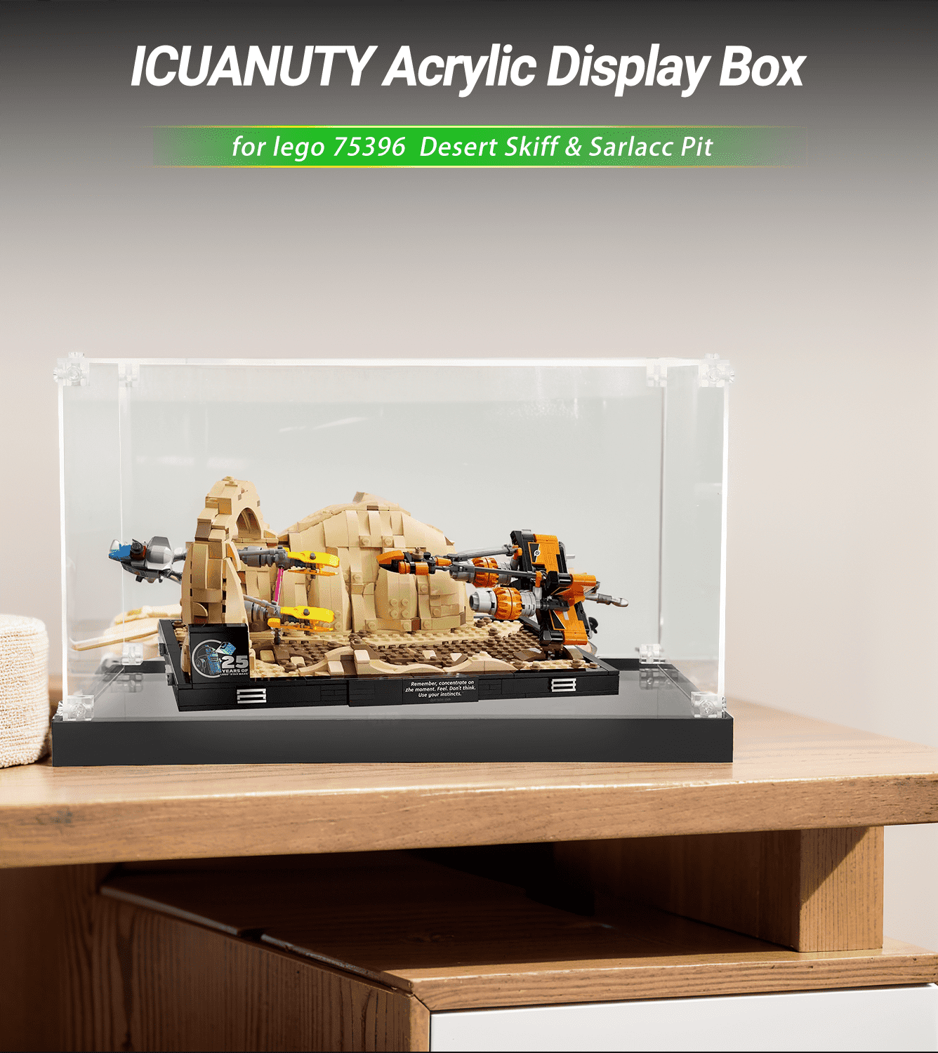 LEGO Star Wars Desert Skiff & Sarlacc Pit 75396 Display Case - Clear Acrylic Showcase for Collectible Building Set | Perfect for Home Decoration, Office Display & Gift Giving