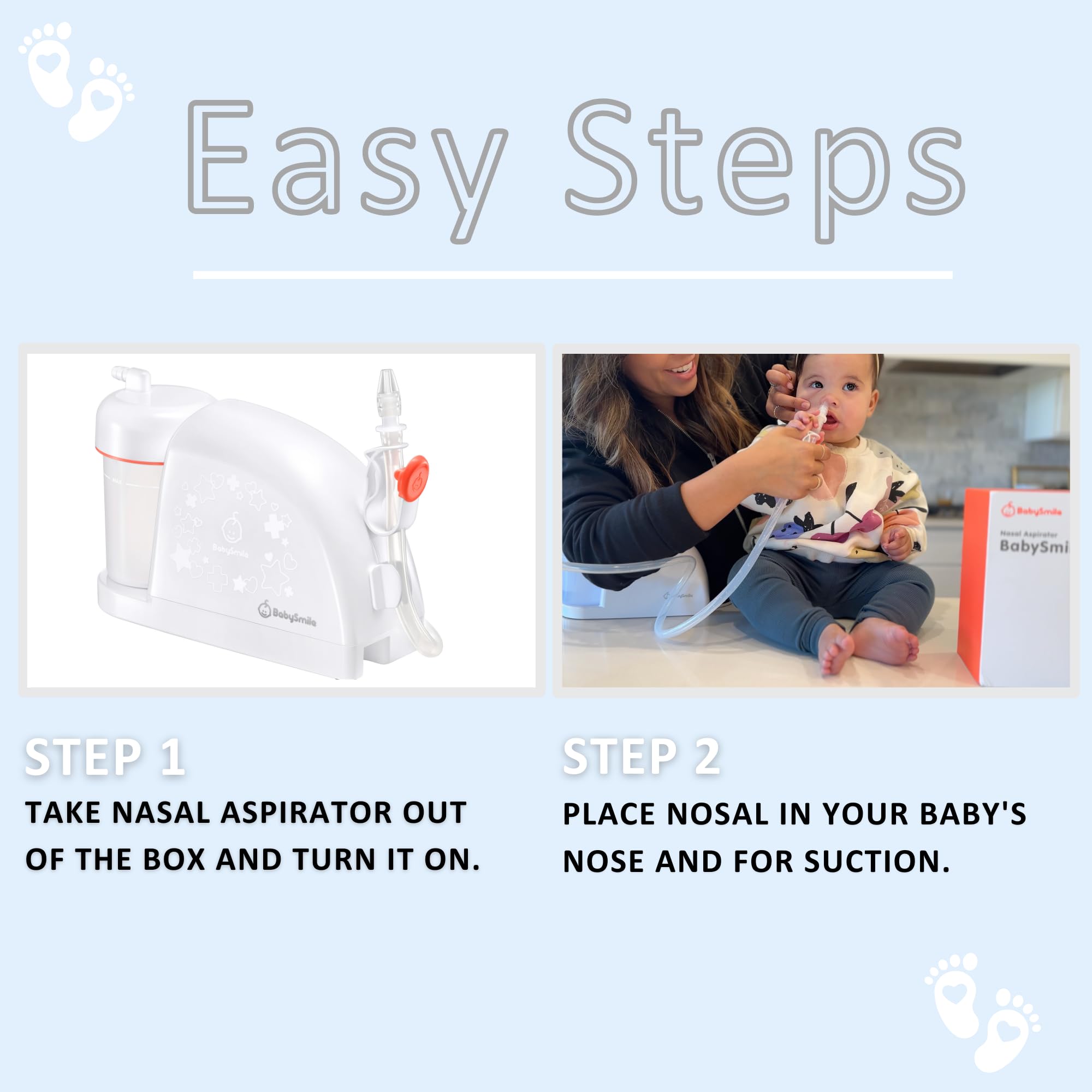 BabySmile Electric Nasal Aspirator - Hospital-Grade Nose Suction for Newborns & Toddlers | Safe & Gentle Snot Sucker for Boogers & Mucus Relief | Perfect for Congestion, Colds & Allergies (Large Size)