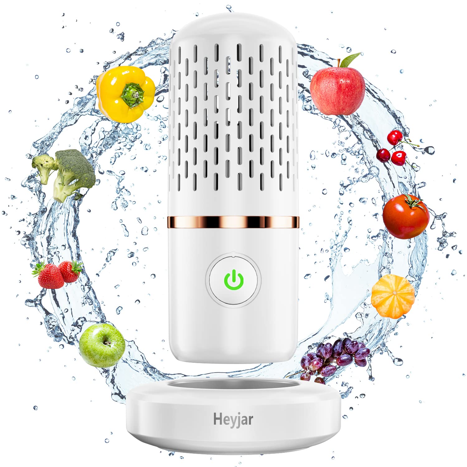 Portable Wireless Fruit & Vegetable Cleaner with OH-ion Purification Technology - Food Purifier for Washing Fruits, Vegetables, Rice & Tableware - White | Perfect for Kitchen, Travel & Camping Use