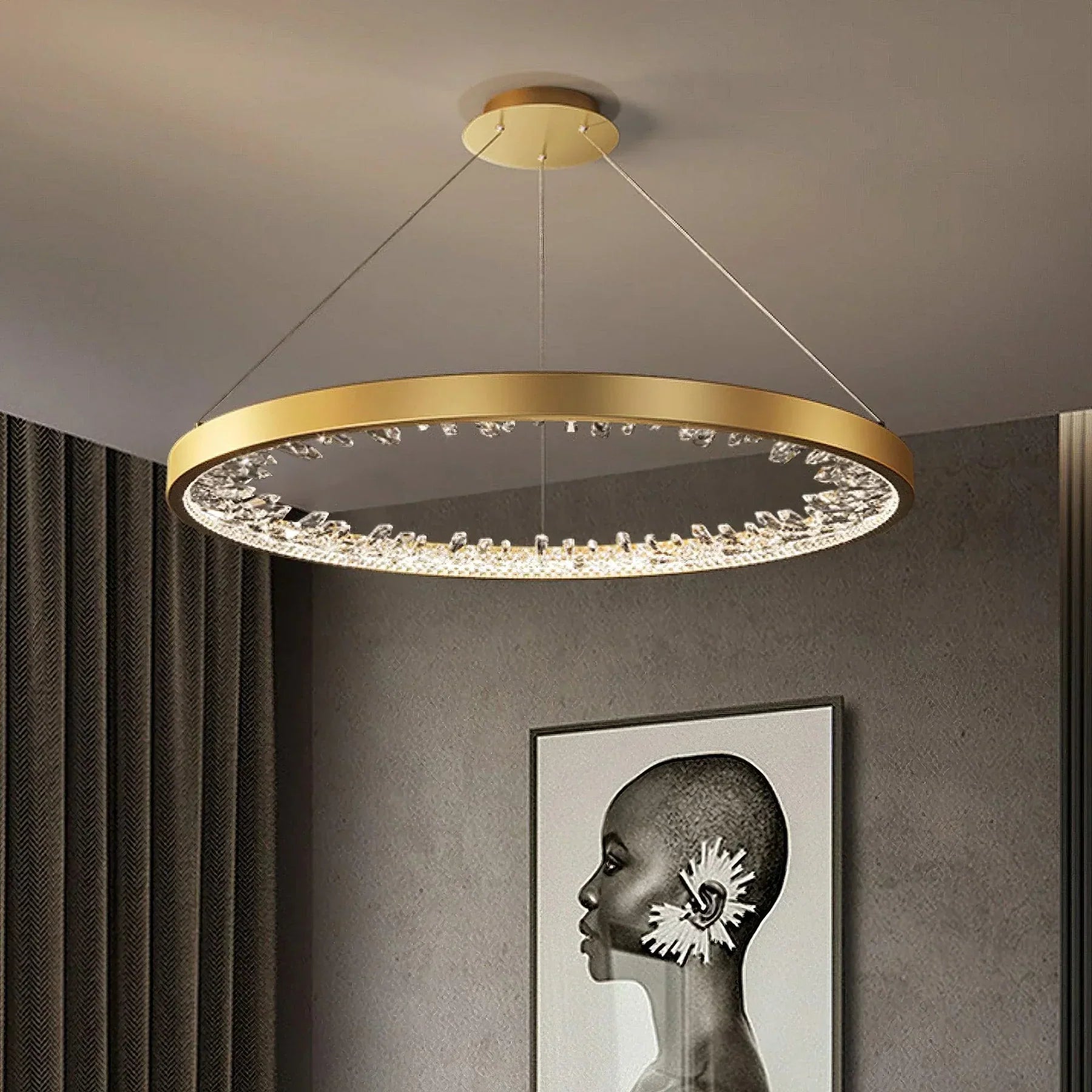 Luxury Crystal Chandelier - Elegant Round Ceiling Light Fixture for Dining Room, Living Room, Bedroom & Foyer | Modern Home Decor Lighting