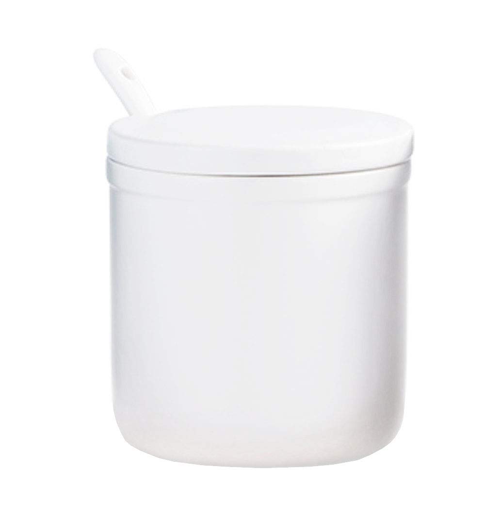 FUYU Matte Ceramic Sugar Bowl with Lid & Spoon - Elegant Condiment Pot for Salt, Sugar, Spices - Perfect for Coffee, Tea, Baking & Kitchen Decor