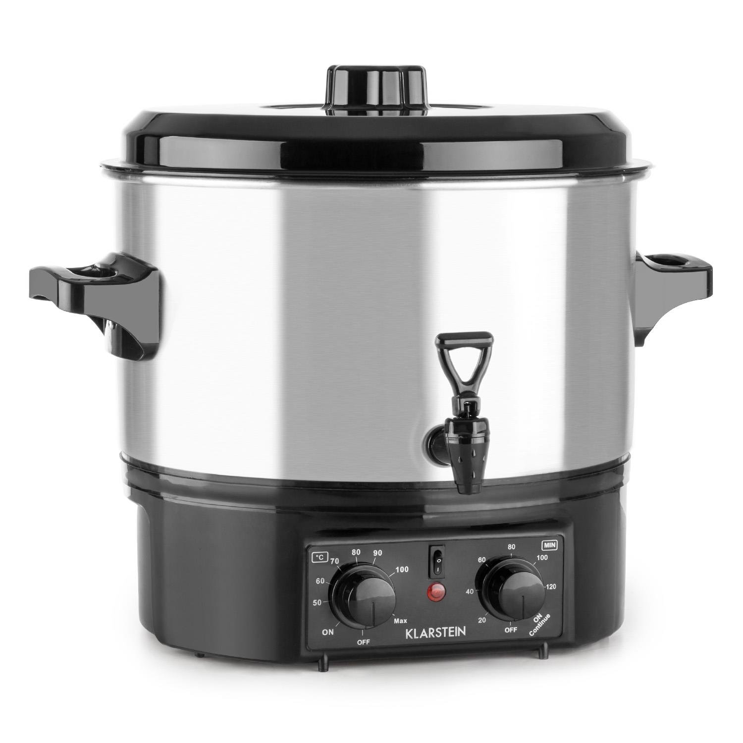 Klarstein Biggie Small 16L Electric Preserves Cooker & Mulled Wine Maker - 2000W, Adjustable Temperature, 120-Min Timer, Stainless Steel with Spigot & Insulated Handle - Perfect for Homemade Jams, Cider, and Holiday Beverages