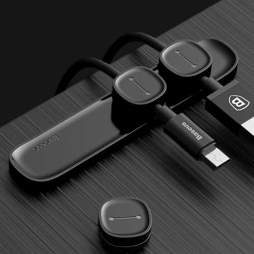 Baseus Magnetic Cable Clip Holder - Organize iPhone 8/X, Xiaomi & More Cables - Perfect for Home Office Desk & Car Charging Station