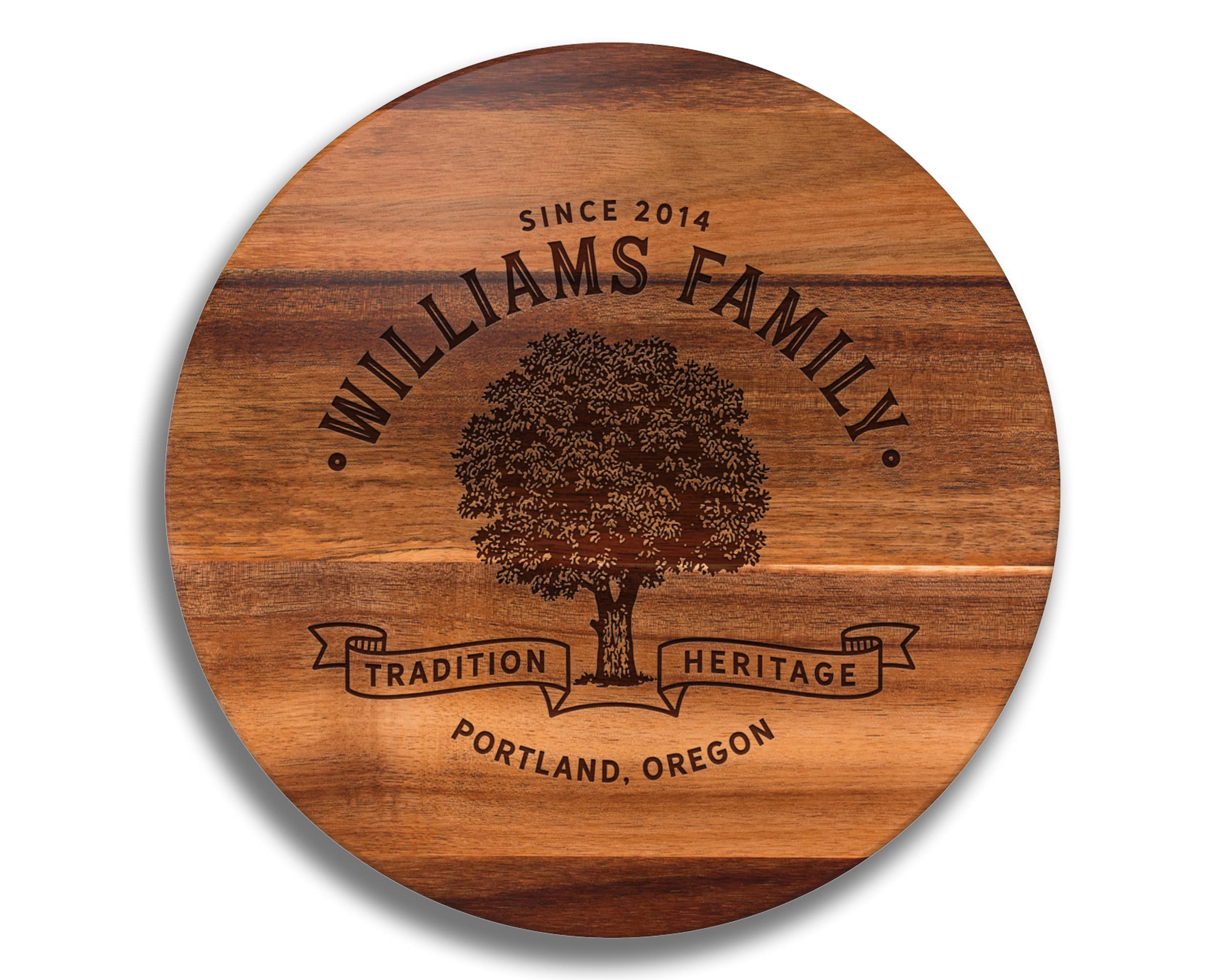 Personalized Wooden Lazy Susan Turntable - Custom Family Tree Art Gift for Mother's Day, Anniversary, Wife & Mom - Perfect for Dining Table Decor, Kitchen Serving, and Family Gatherings
