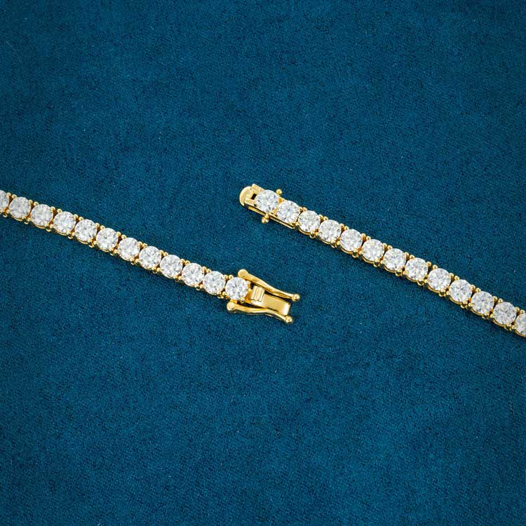 20-Piece 4mm VVS Moissanite Tennis Necklace Chain - Iced Out Cubic Zirconia Jewelry for Women - Perfect for Parties, Weddings & Special Occasions