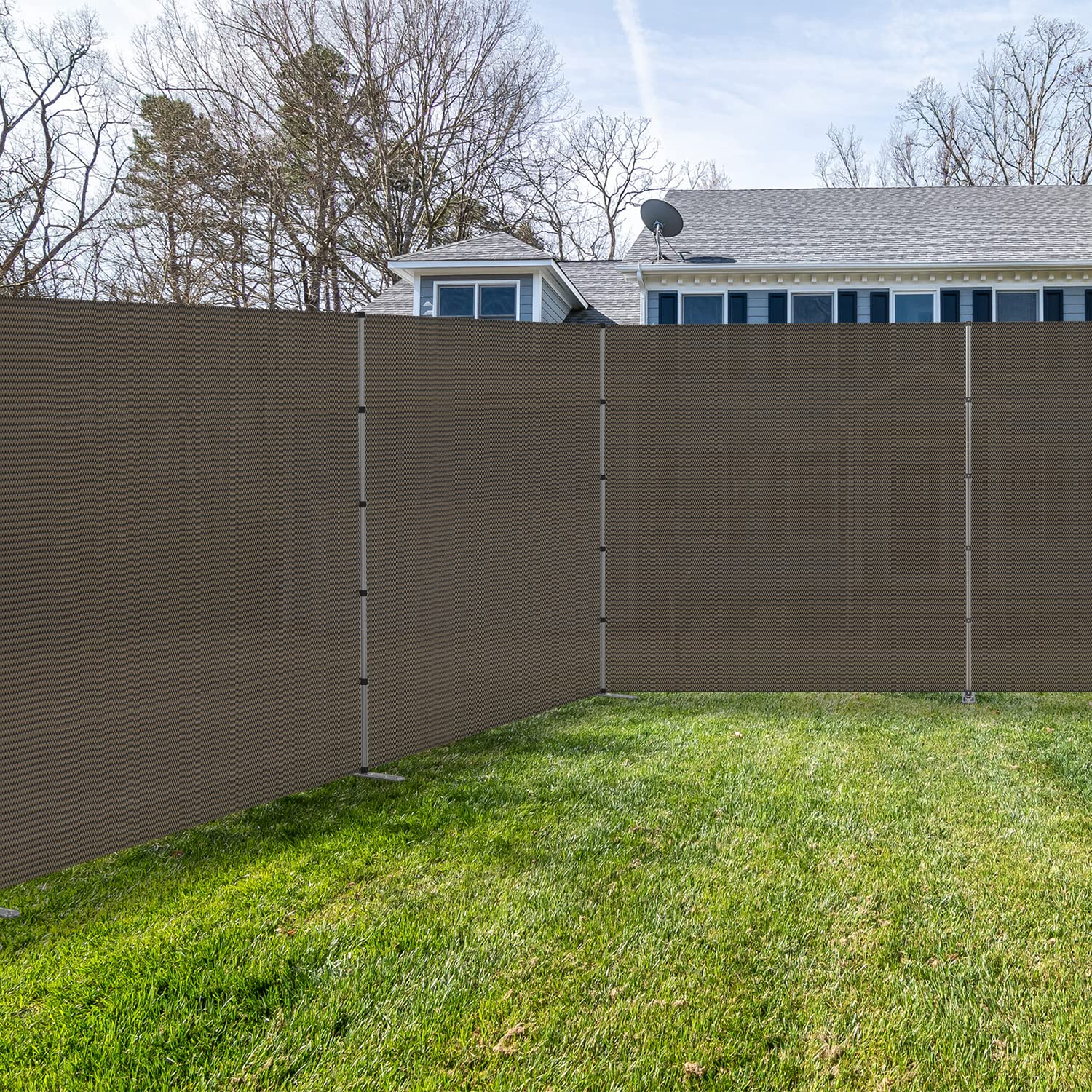 Coarbor 6'x34' Removable Outdoor Privacy Fence Panel - Brown Pool, Dog, Chicken & Vegetable Garden Barrier with Spikes & Poles | Perfect for Backyard, Yard Border & Privacy Protection