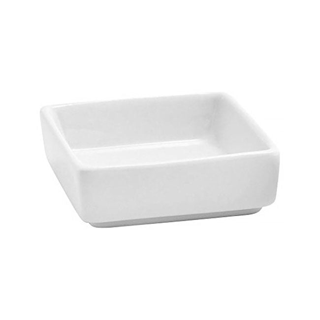 FOH Mod Square Ramekin - 2 oz White Ceramic Baking Dish for Soufflés, Custards & Desserts - Perfect for Home Baking & Restaurant Use