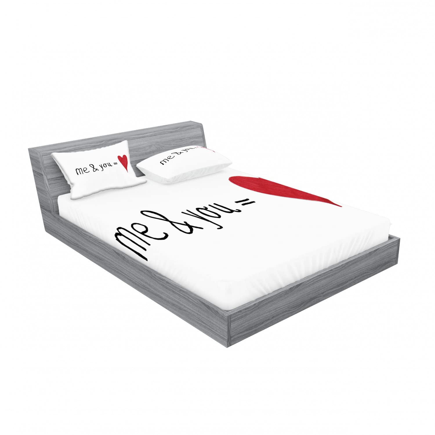 Ambesonne 2-Pack Full Size Fitted Sheet Set with 4 Pillow Shams - Romantic 