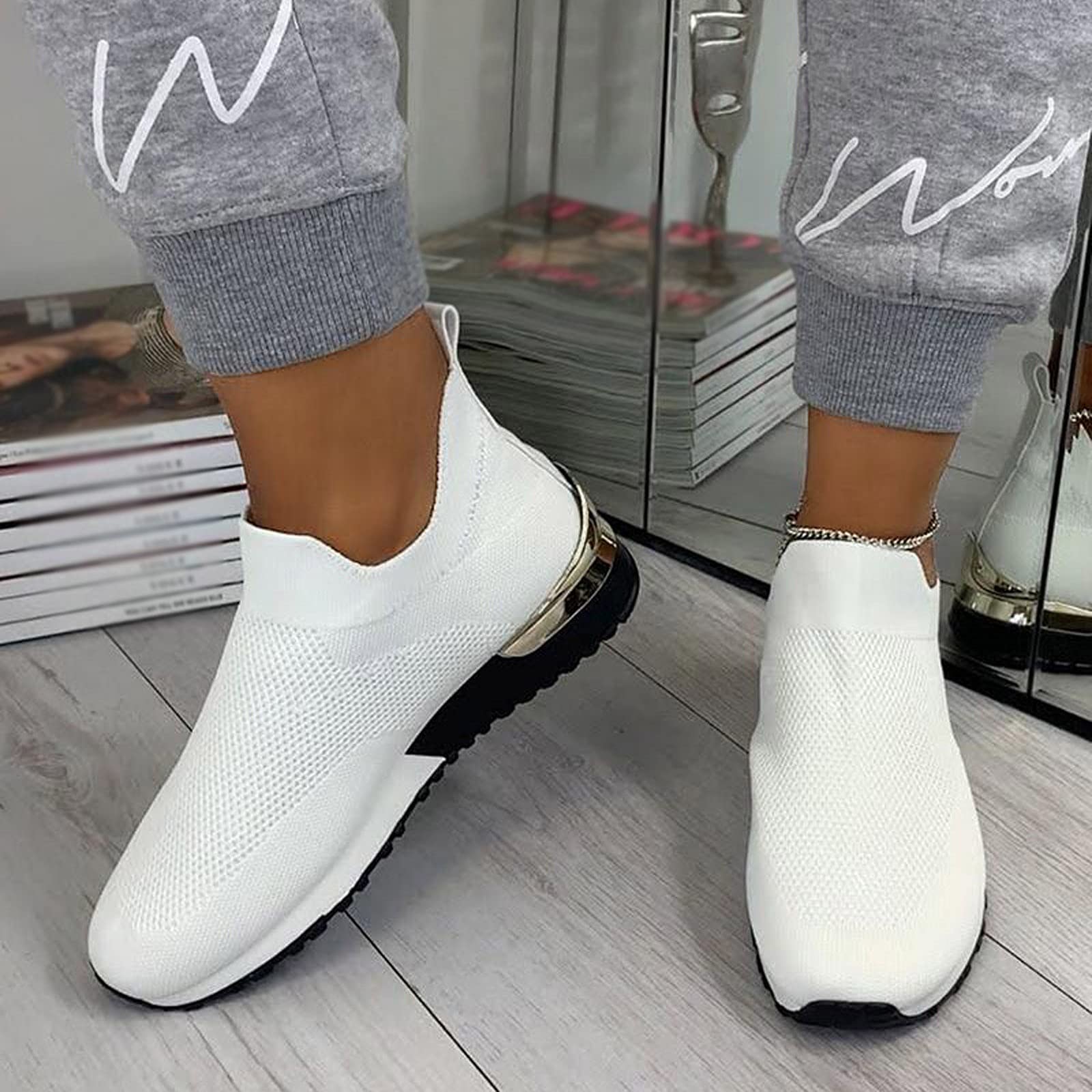 Women's Lightweight Slip-On Sneakers - Comfortable Casual Tennis Shoes for Women - Perfect for Walking, Running, and Everyday Wear