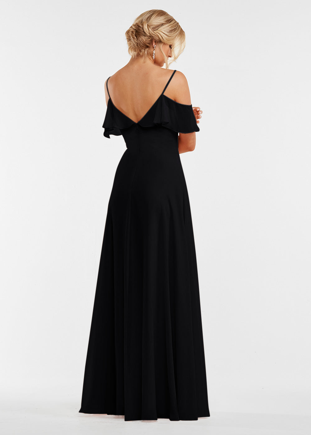 Elegant Off Shoulder Ruffled Chiffon Bridesmaid Dress - Perfect for Weddings, Prom, and Formal Events