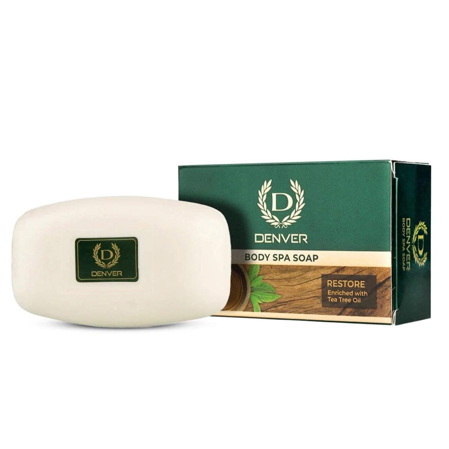 DENVER Restore Body Spa Soap - 125GM Each (Pack of 3) | Tea Tree Oil Enriched | Moisturizing Scented Soap Bar for Men & Women | Perfect for Shower, Gym & Travel