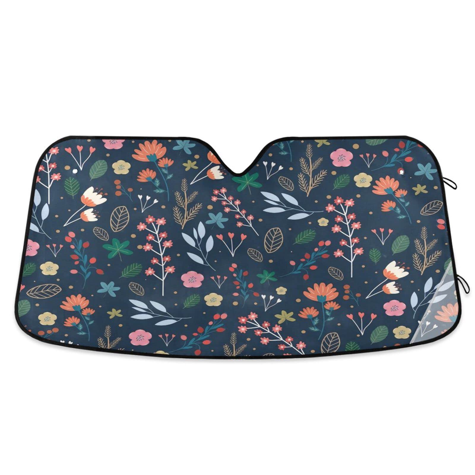 Floral Car Windshield Sun Shade - Foldable UV Protection Sun Visor for Summer | Keep Your Vehicle Cool | Perfect for Road Trips & Parking