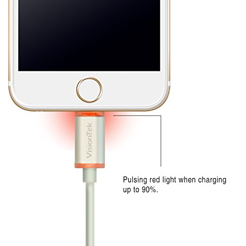 VisionTek Lightning to USB Smart LED 1.2 Meter MFI Certified Cable for iPhone - 900895 | Fast Charging & Data Sync | Perfect for Home, Office & Travel Use