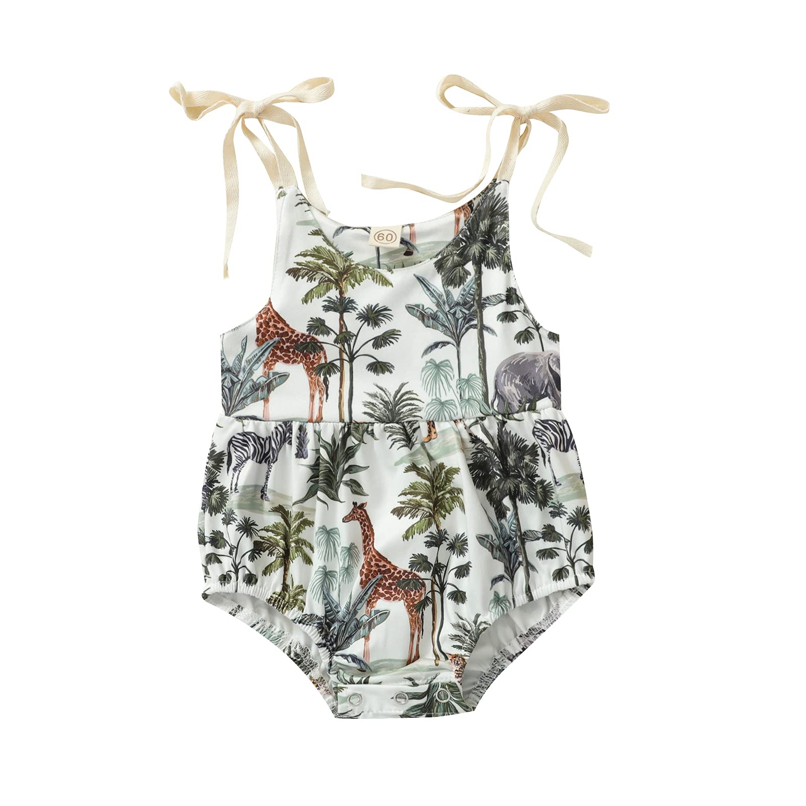 FIOMVA Newborn Baby Girl Halter Sleeveless Romper - Backless Bodysuit One Piece Jumpsuit Playsuit for Summer Outfits | Perfect for Beach, Photo Shoots & Casual Wear