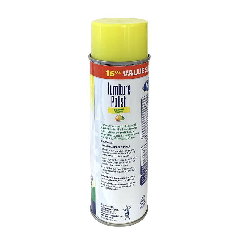 Sprayway Furniture Polish 16OZ - Wood Cleaner & Conditioner for Tables, Chairs & Cabinets - Restores Shine & Protects Surfaces