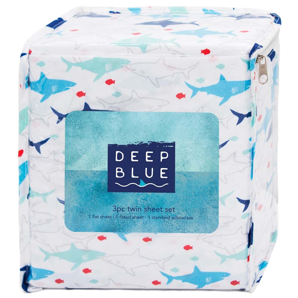 Premium Twin Sheet Set for Kids - Soft & Breathable Fitted Sheet, Flat Sheet & Pillowcase - Deep Blue Bedding - Perfect for Children's Rooms, Sleepovers & Dorm Essentials