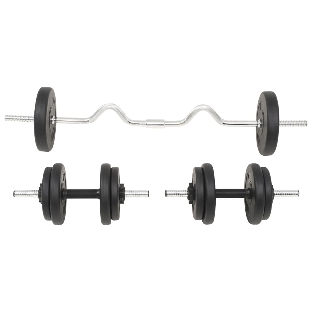 vidaXL 30kg Barbell and Dumbbell Set for Home Gym Strength Training - Perfect for Weightlifting, CrossFit & Full-Body Workouts