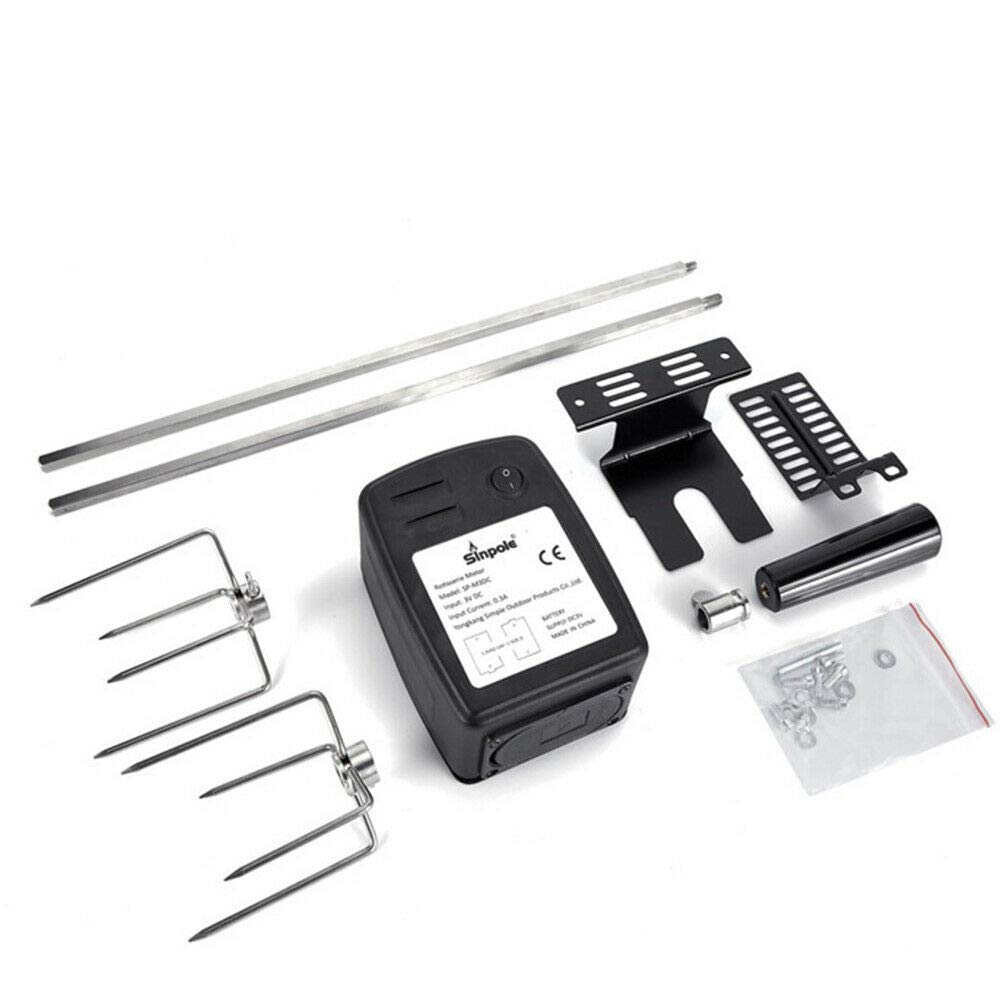 Electric Stainless Steel Rotisserie Grill Motor with Spit Rod & Meat Forks - Perfect for Backyard BBQs, Chicken Roasting, and Outdoor Cooking