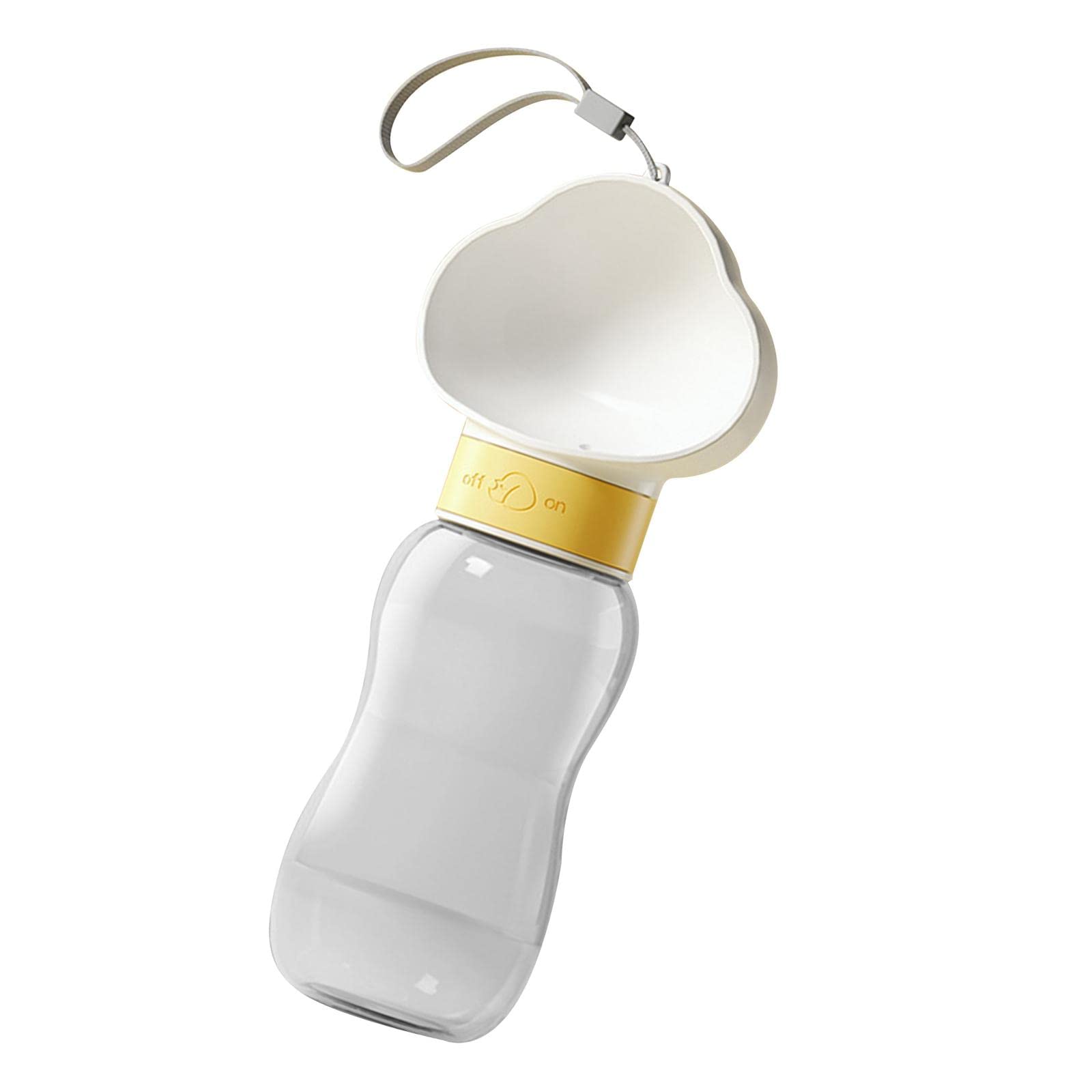 Enakshi 600ml Portable Dog Water Bottle with Bowl - Leak Proof Travel Water Dispenser for Dogs, Hiking, Walking & Outdoor Adventures | Pet Supplies | Dog Travel Accessories | White
