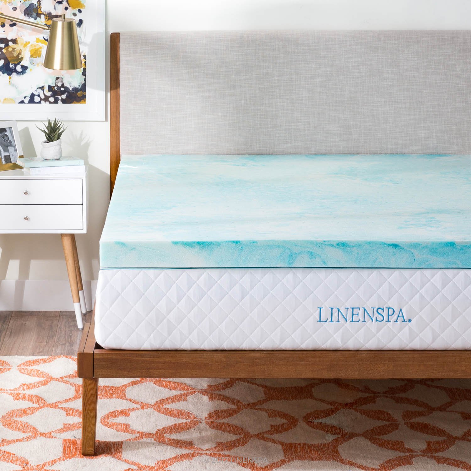 LINENSPA 3 Inch Gel Swirl Memory Foam Mattress Topper - Cooling Gel Infused for Temperature Regulation - Pressure Relieving Support - CertiPUR-US Certified - Full Size - Perfect for Hot Sleepers & Back Pain Relief - Enhances Comfort for Beds, Guest Rooms & RVs